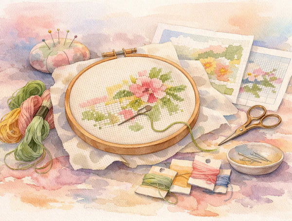 Cross Stitch Kits With Printed Pattern Fabric