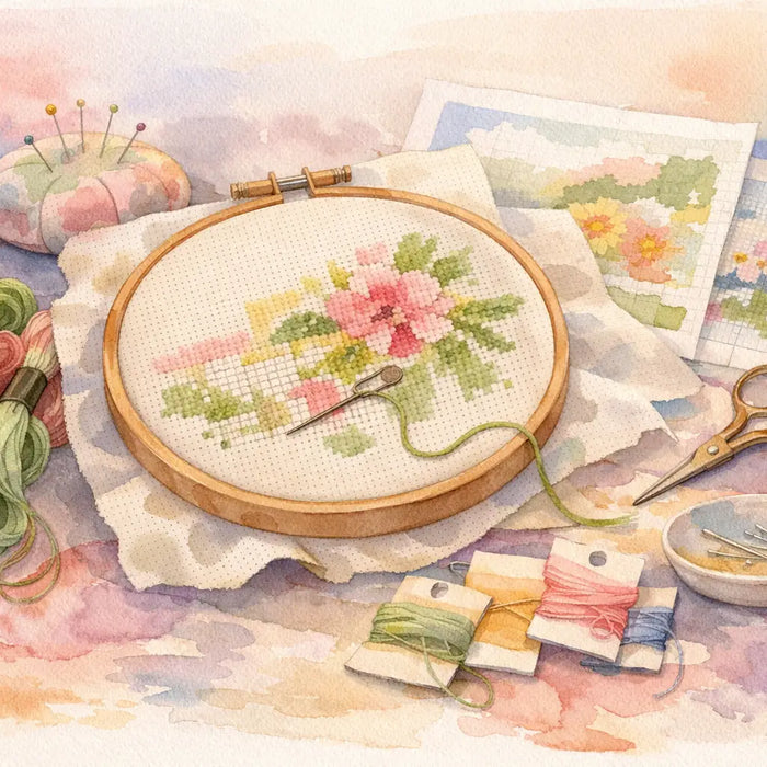 Cross Stitch Kits With Printed Pattern Fabric