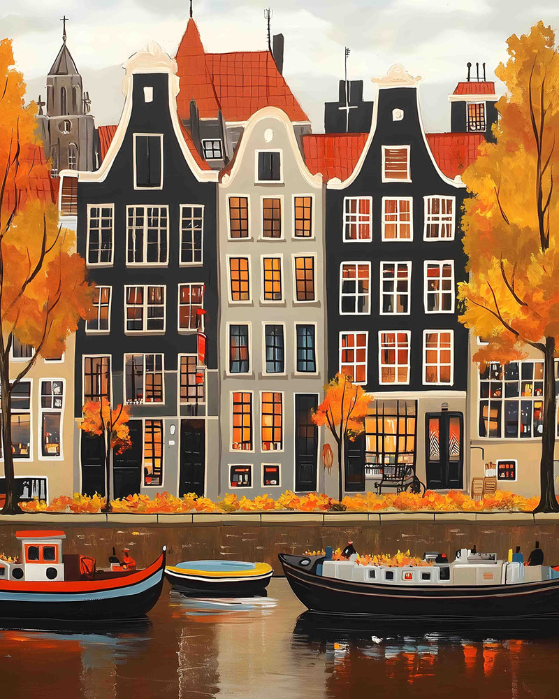 Autumn Amsterdam Canal Houses 
