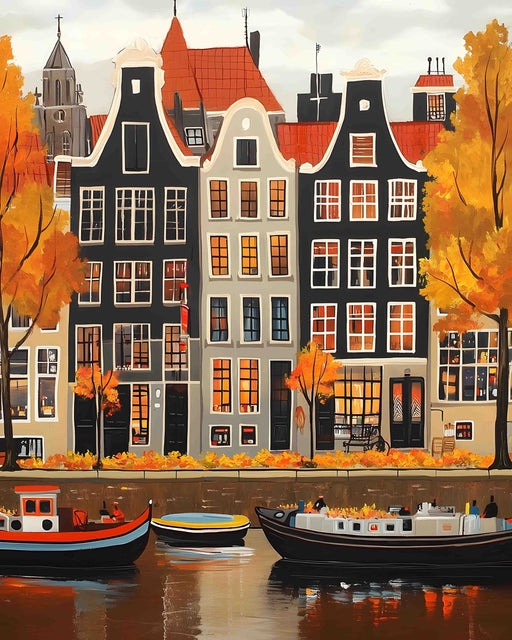 Autumn Amsterdam Canal Houses 