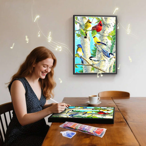 Colorful Birch Birds 