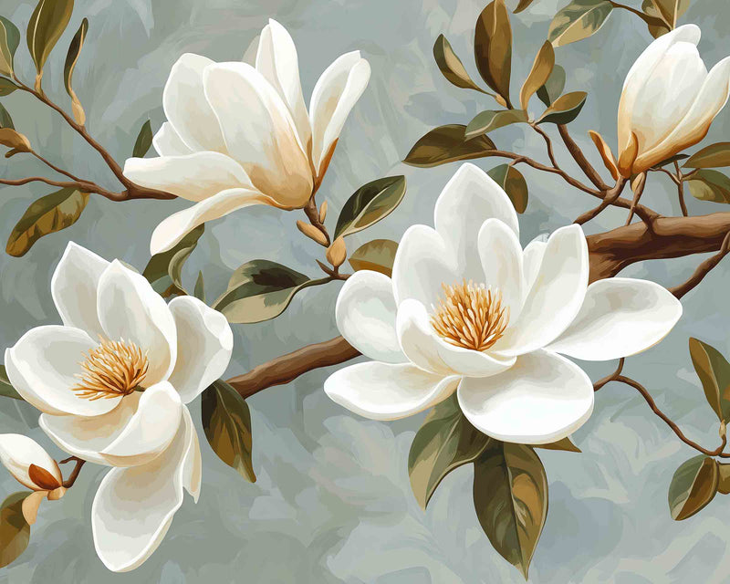 Elegant White Magnolia Branch