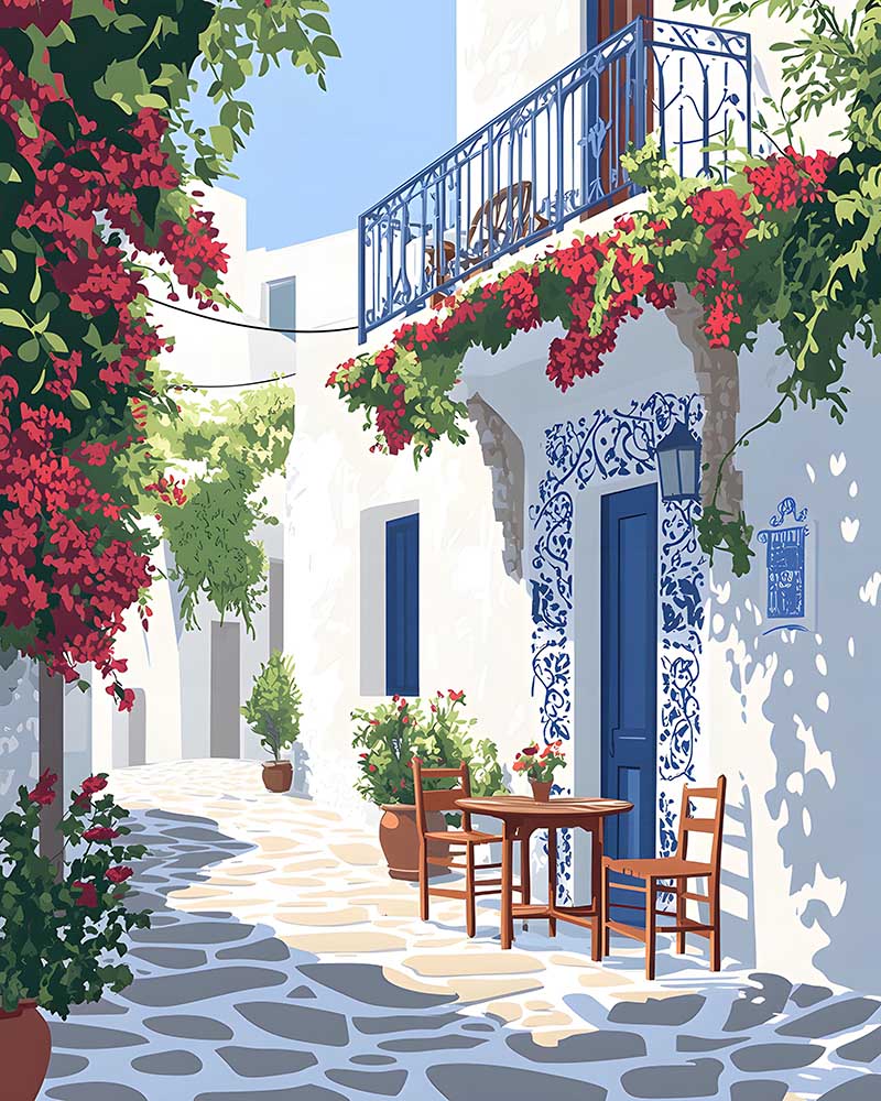 Sunlit Greek Alley
