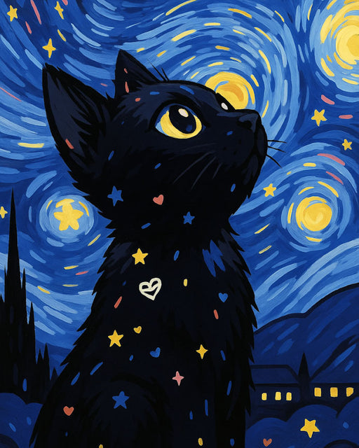 Starry Sky Black Cat