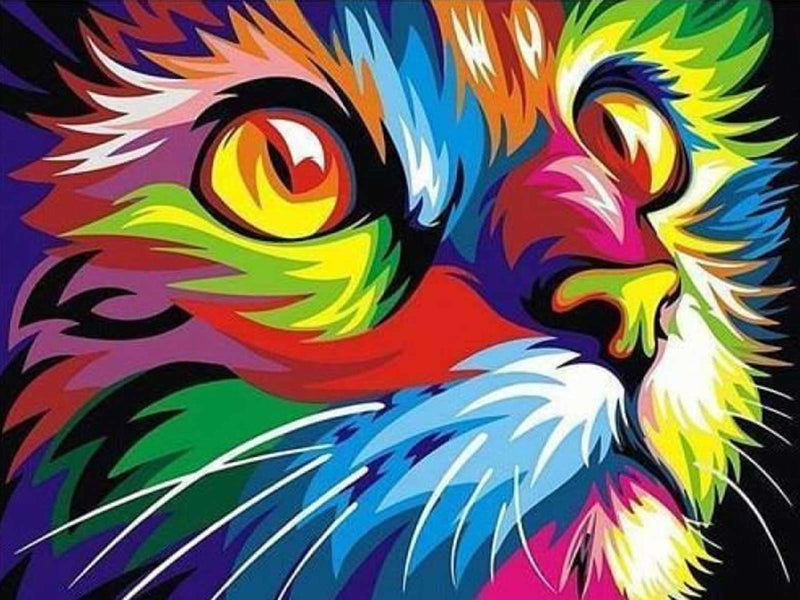 Vibrant Rainbow Cat – Diamond Painting Craftonie